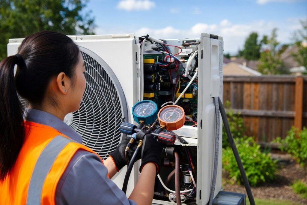 Tech working on condenser